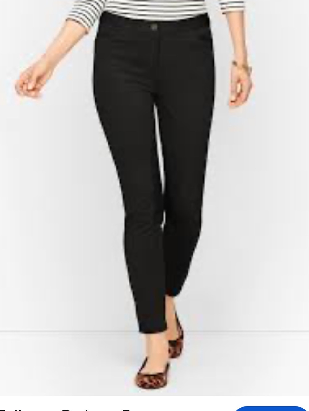 Talbots Dalton Black Skinny Ankle Pants Faux Leather Knee Patch Stretch Slim Siz